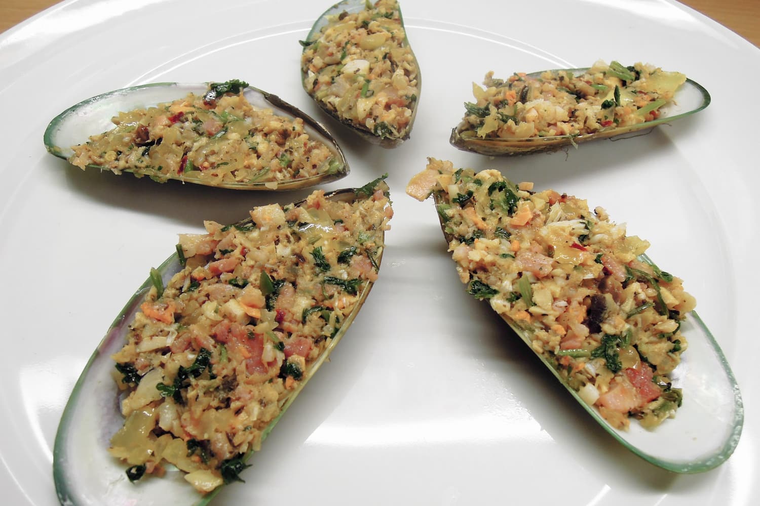 Italian Stuffed Mussels being prepared