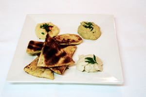 Three Lebanese Dips & Spicy Pita Bread