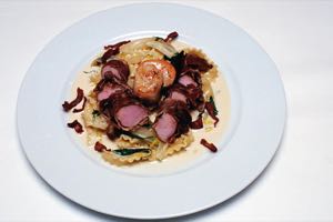 Rabbit in Parma Ham with Scallops on Taglioni