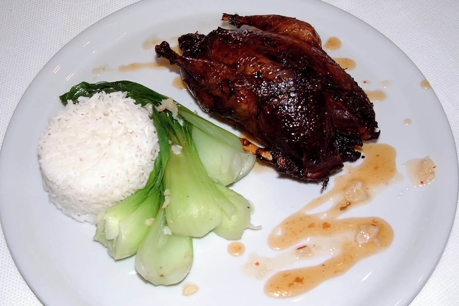 East Asian Infused Roast Partridge on Bok Choy