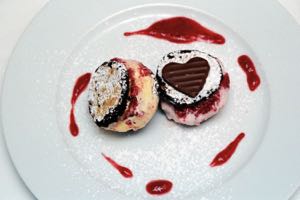 Ice Cream Florentines with a Raspberry Coulis