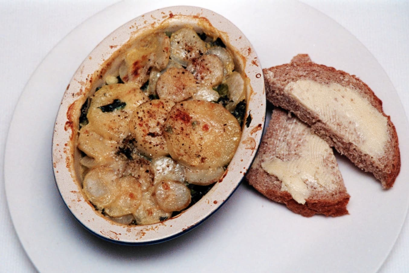 Fish Pie with Parsnips and Jerusalem Artichokes Crust.