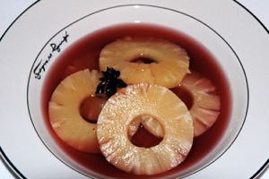 Pineapple in Spiced Rum and Red Wine Syrup