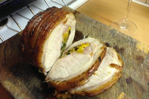 Caribbean Apricot Stuffed Roast Lion of Pork with a Cous Cous Salad