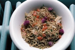 Linguine with Smoked Salmon and Chives served