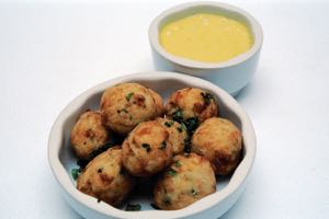 Salt Cod Balls with Saffron Aioli