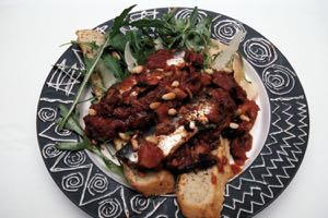 Stuffed Baked Sardines in Tomatoes and Olive Sauce