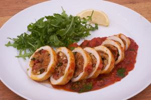 Chorizo Stuffed Squid Serving Suggestion