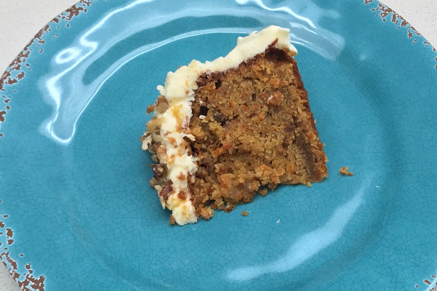 Slice of yummy carrot cake