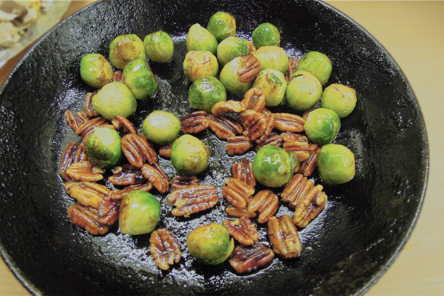 Sauté the Brussle Sprouts and Pecans in butter