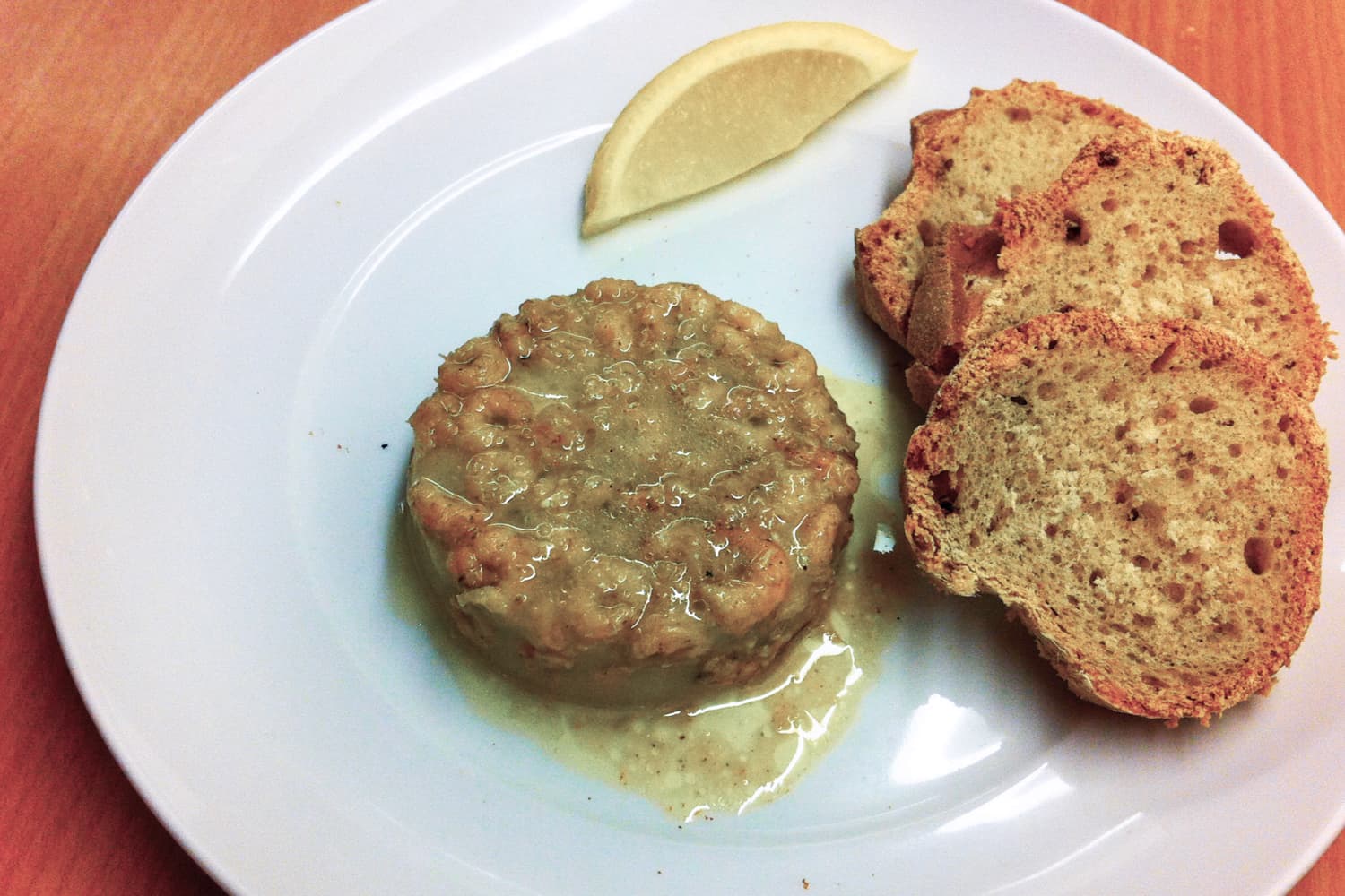 Potted Shrimps, turned out and ready to eat