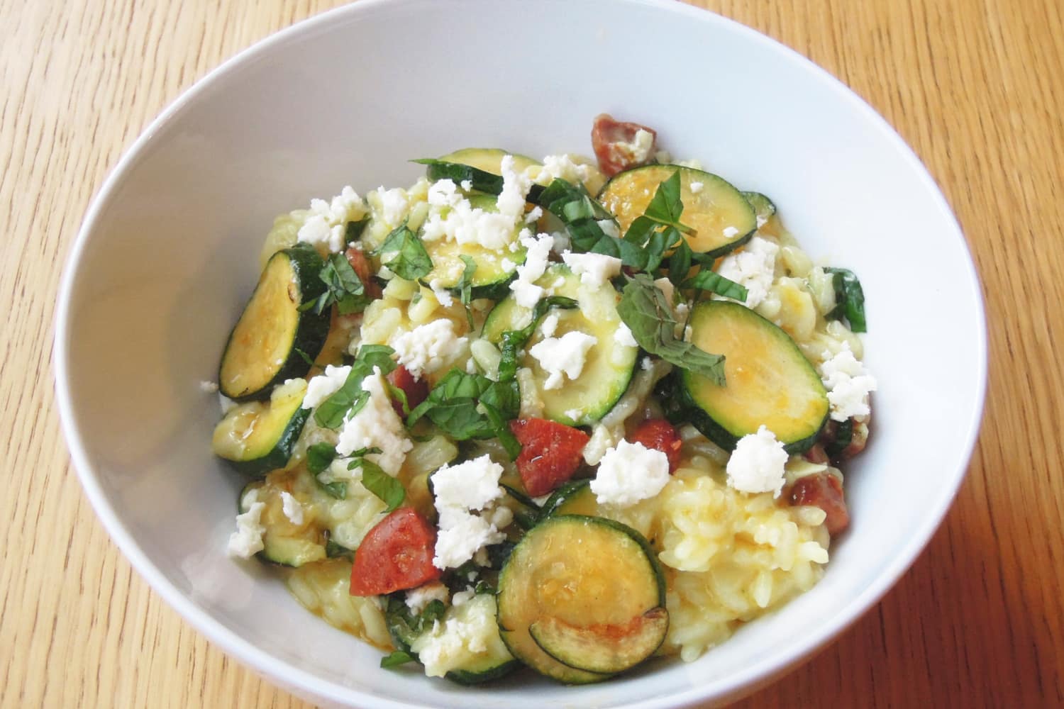 Zucchini, Chorizo and Feta Risotto - a great summer dish