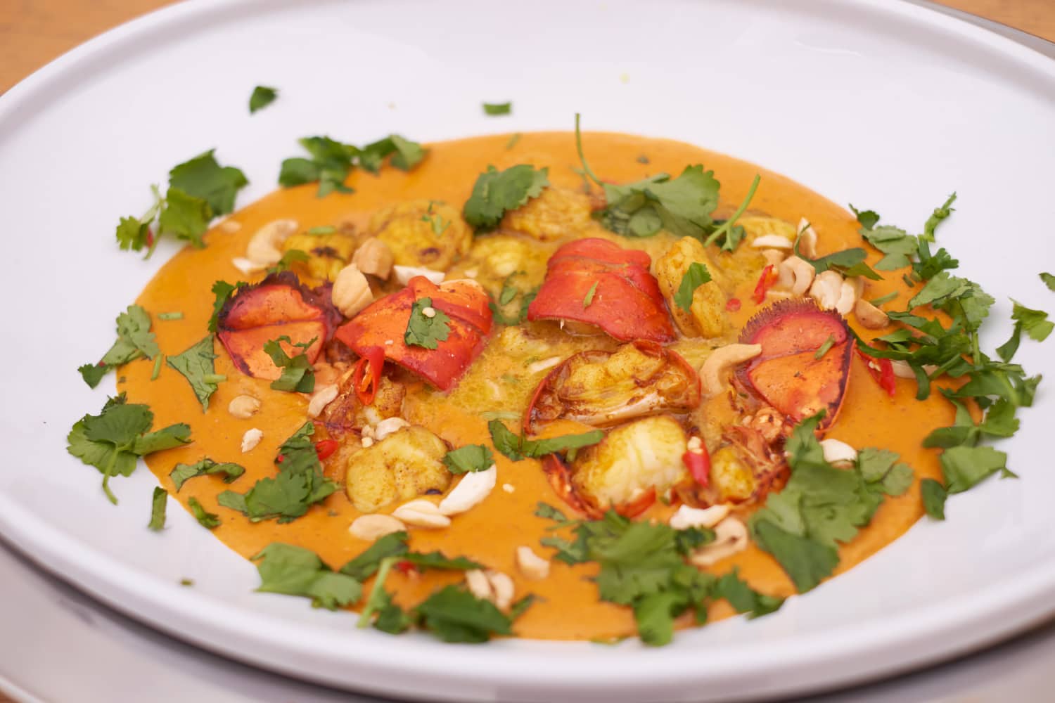 Lobster and Monkfish Curry in the serving bowl.