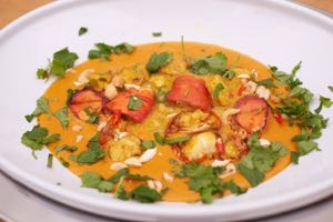 Lobster and Monkfish Curry in the serving bowl.