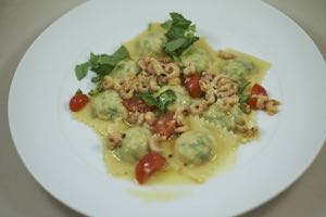 Smoked Trout Ravioli with Garlic Shrimps Recipe