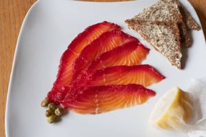 Beetroot Gravlax, ready to eat.