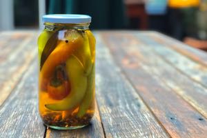 Pickled Chillies, ready to store